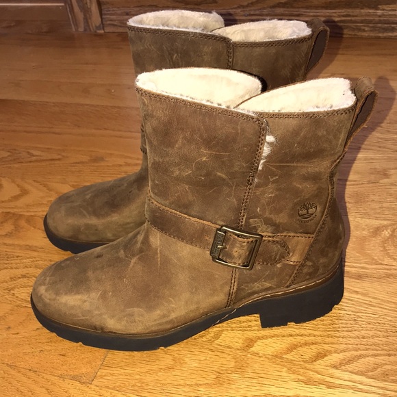 TIMBERLAND Women's Graceyn Biker Boots Brown A2FAA Size 6.5 - Picture 2 of 8